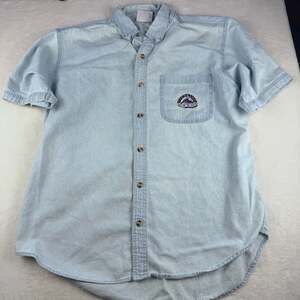 Vintage Pro Player Colorado Rockies MLB Denim Short Sleeve Shirt Size Large